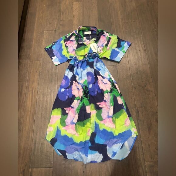 DE LORETA MARI DRESS IN OLEO AZUL PRINT Sz S NWT - Picture 6 of 14